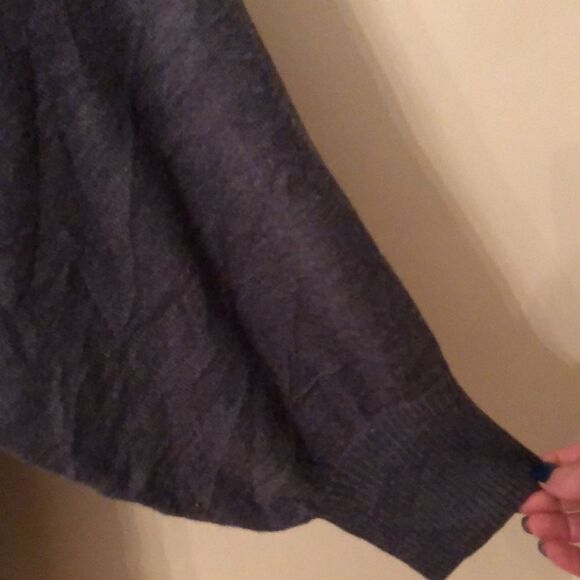 CONNECTED APPAREL SIZE XL BLUE GRAY WOOL V NECK DOLMAN SLEEVE SWEATER DRESS - Picture 5 of 8